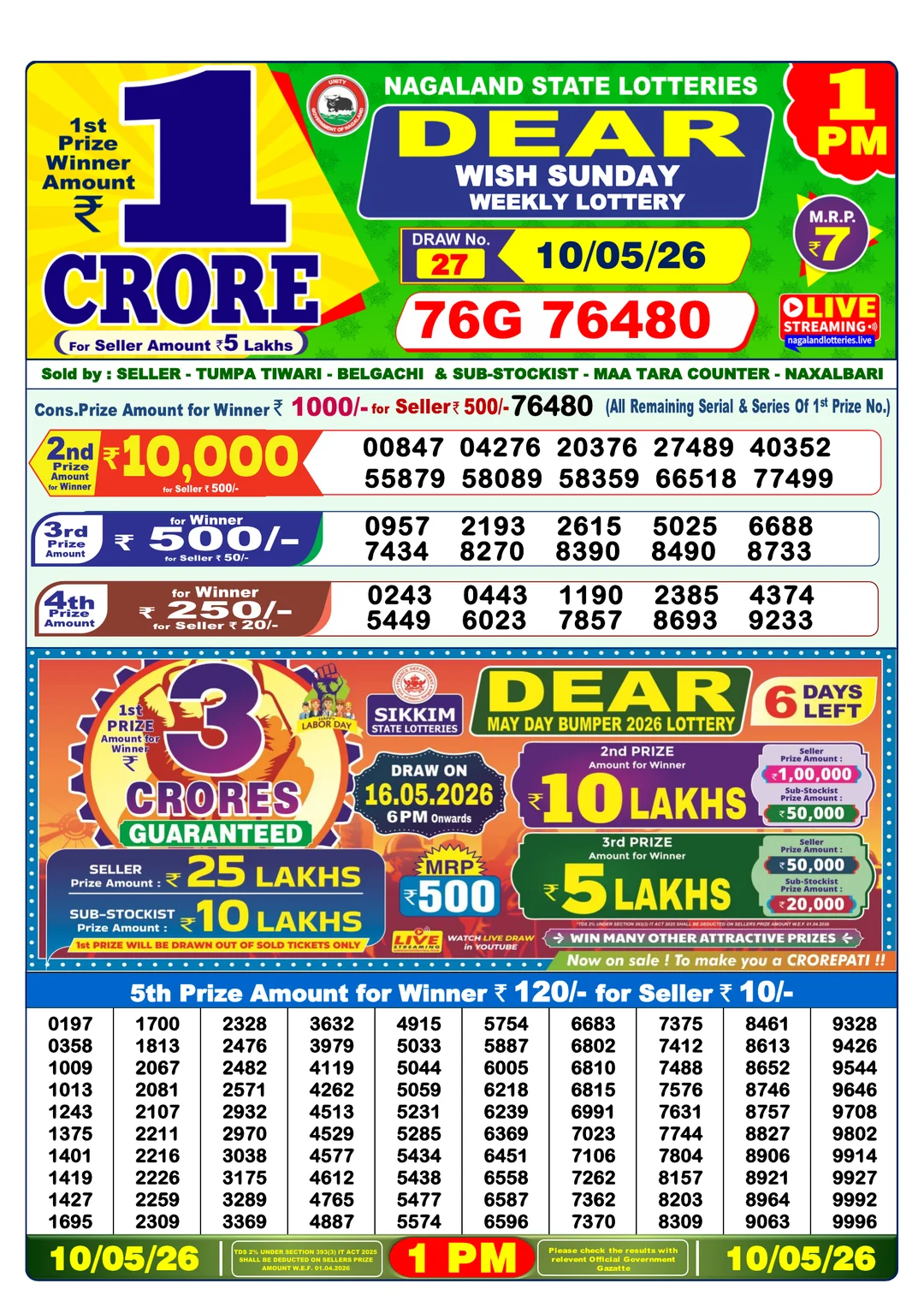 Morning lottery result 