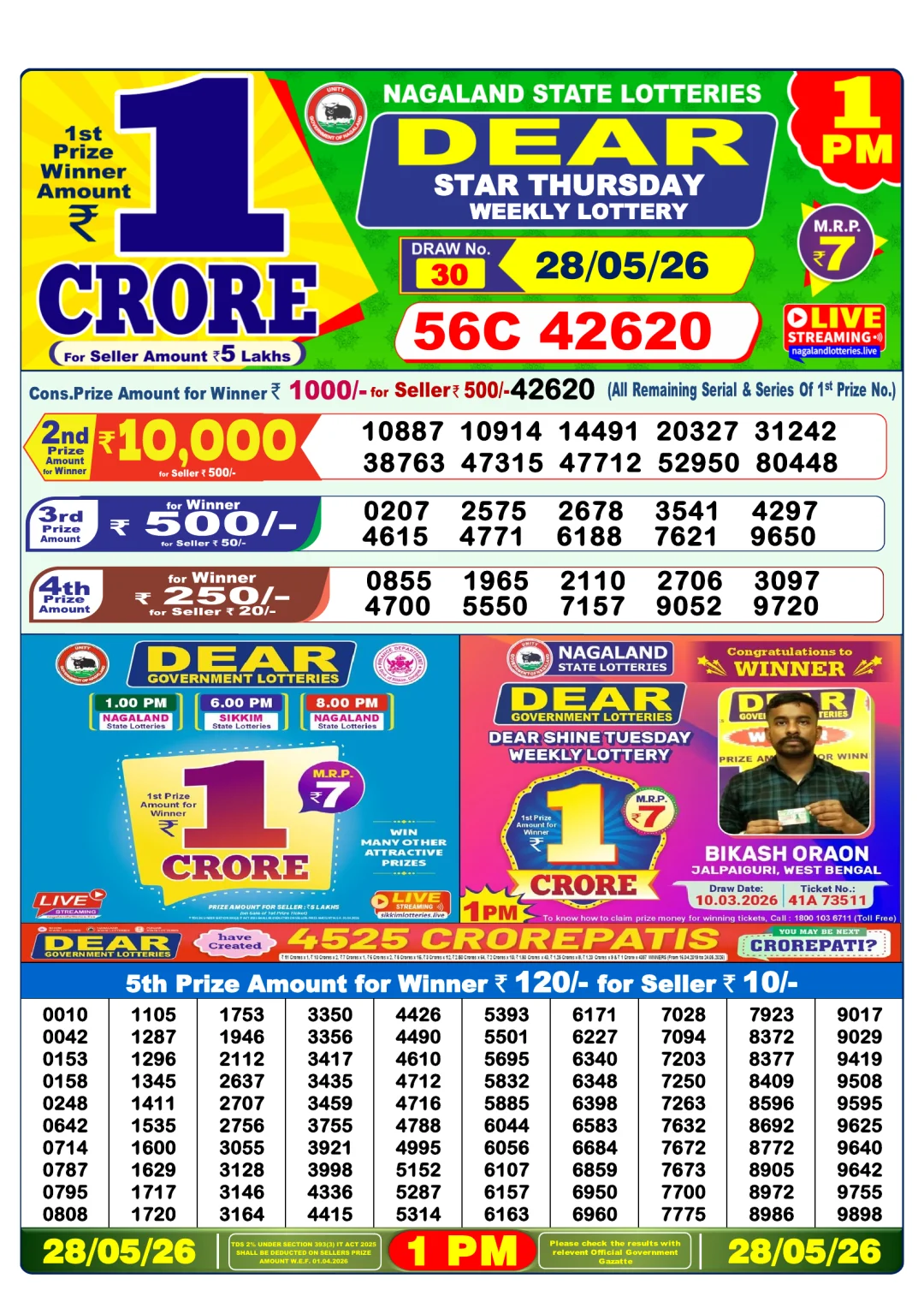 Morning lottery result 28/05/26